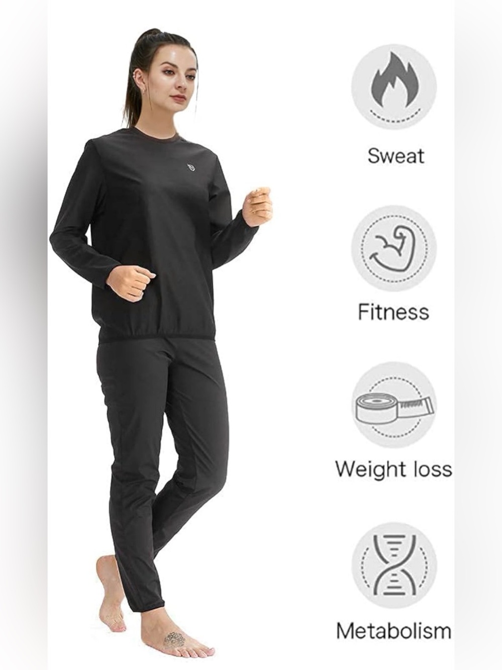Women’s Black Sweat Suit / Sauna Suit Set | Size: Large – New in Bag - Picture 4 of 11